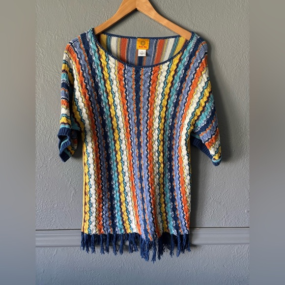 Ruby Rd. | Crochet | Tassel | Colorful | Short Sleeve Sweater | Small - Picture 1 of 10